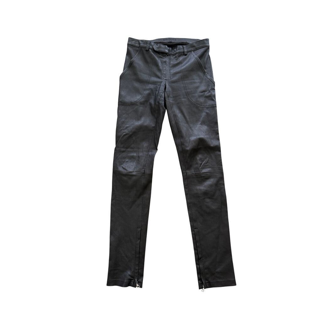 The Row Black Leather Lambskin Pants Size Small
